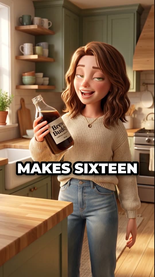 The shot cut to that line: a woman in a kitchen holds up a Brew Buddy bottle under the caption makes sixteen.